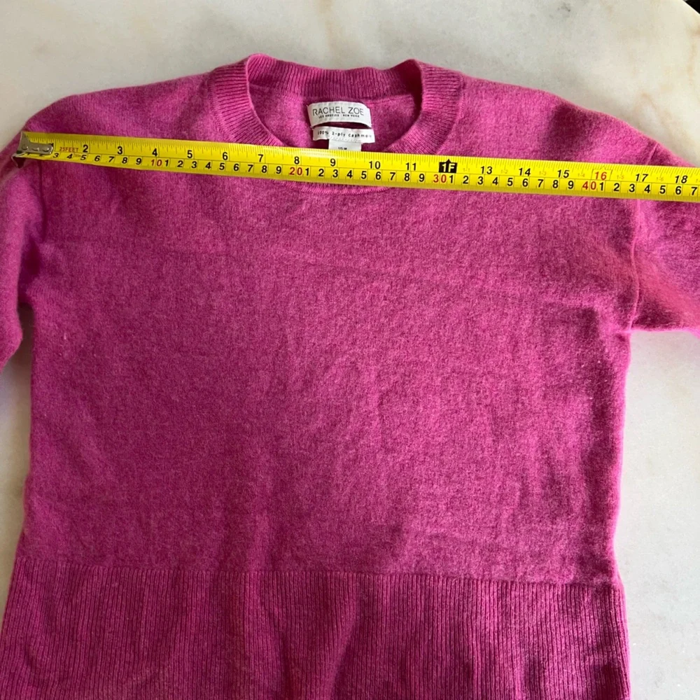 100% Cashmere Rachel Zoe Hot Pink Fuzzy Cozy Sweater Crew Scoop Neck Cardigan